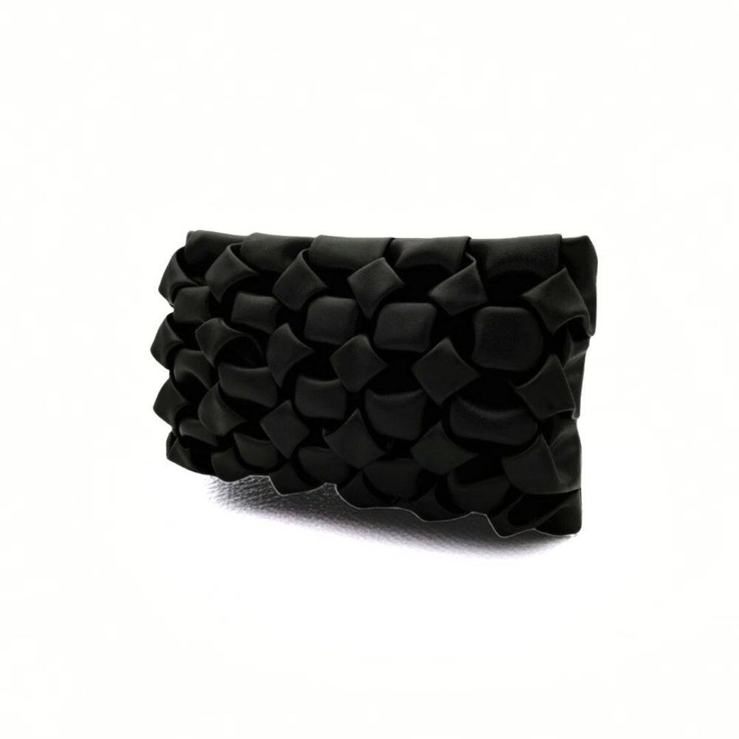 Siyah Zincir Askılı Örgü Desenli Portföy Çanta