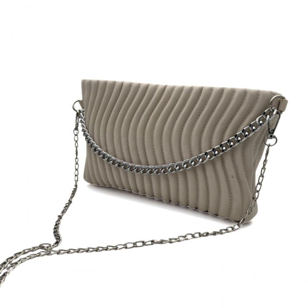 Su Yolu Desenli Zincir Askılı Kadın Portföy Çanta - Bej