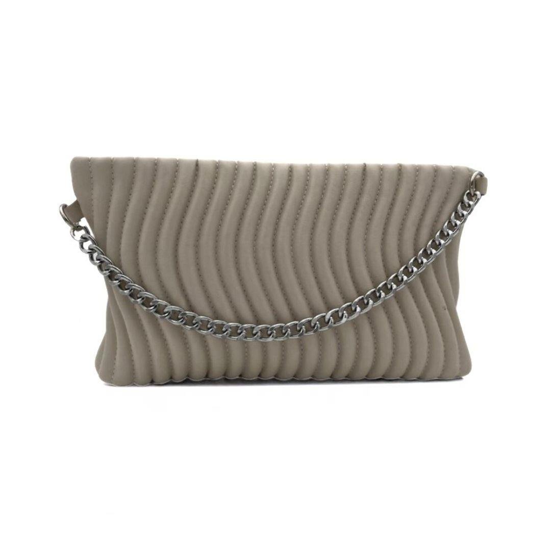 Su Yolu Desenli Zincir Askılı Kadın Portföy Çanta - Bej