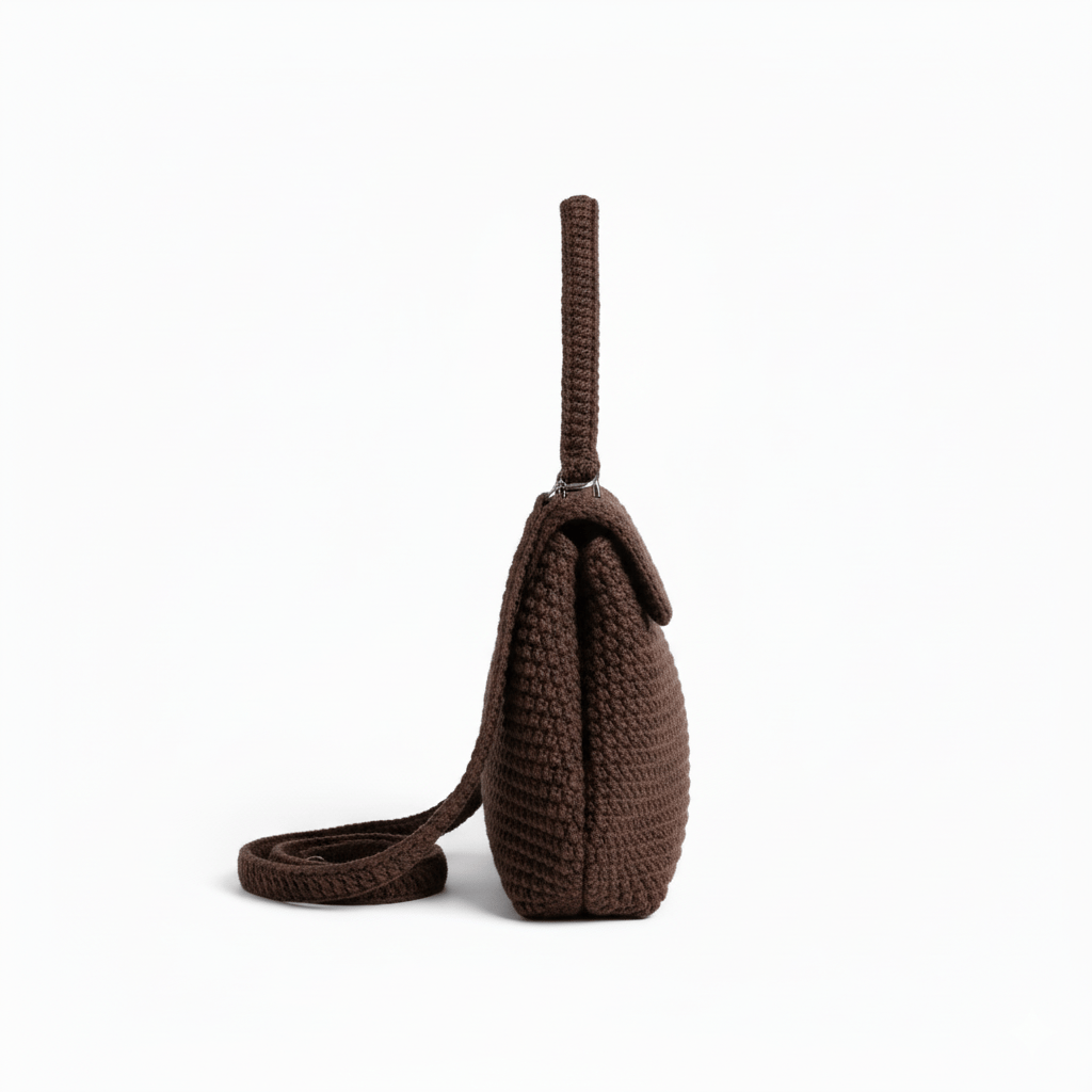 Thea Klasik Kahverengi El Örgüsü Omuz Çantası, Besa Bags El İşi Çantalar