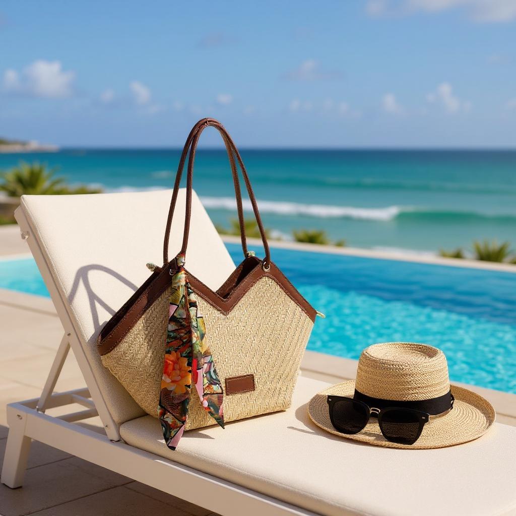 V Model Hasır Renkli Omuz Çantası