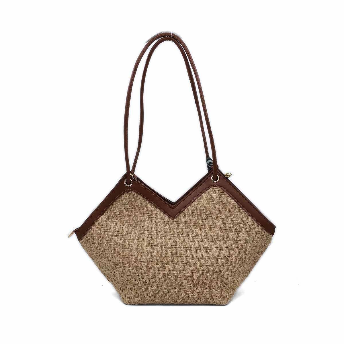 V Model Hasır Renkli Omuz Çantası