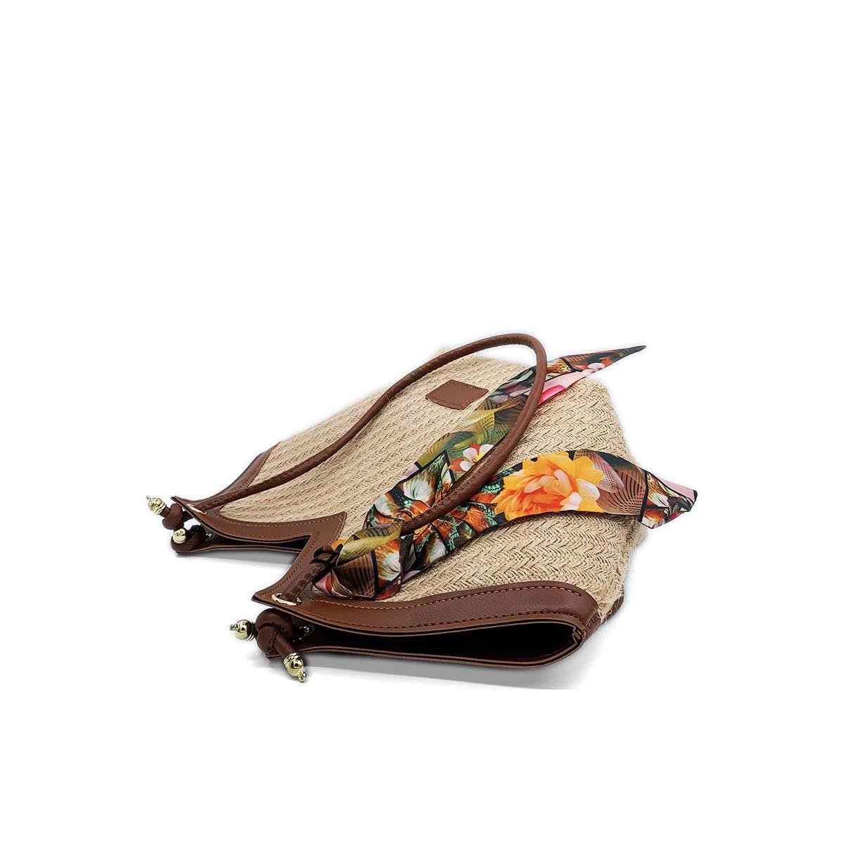 V Model Hasır Renkli Omuz Çantası