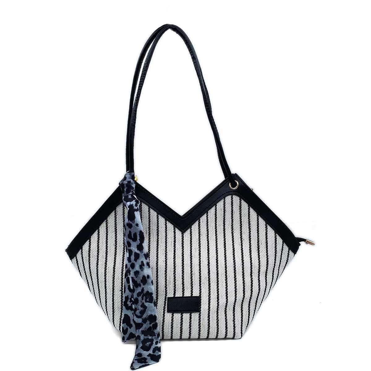 V Model Siyah Beyaz Omuz Çantası