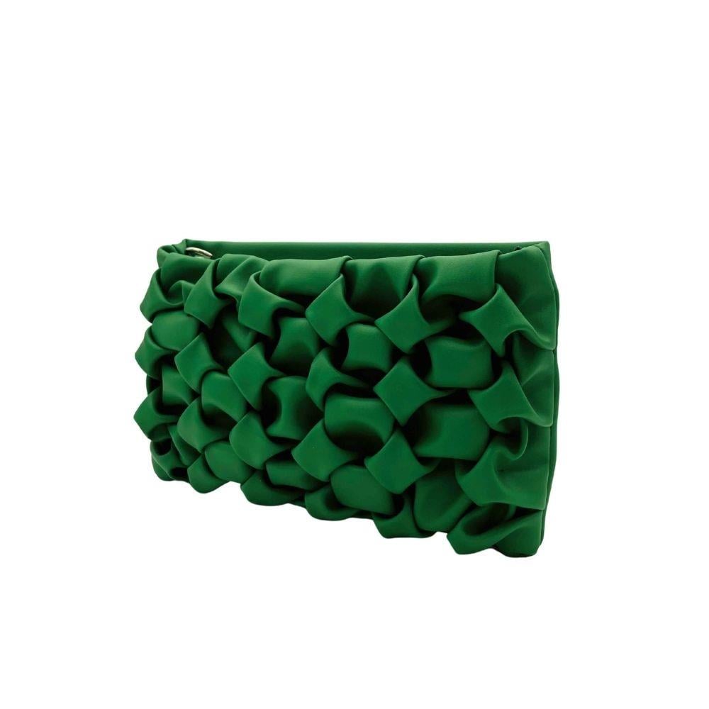 Yeşil Zincir Askılı Örgü Detaylı Kadın Portföy Çanta