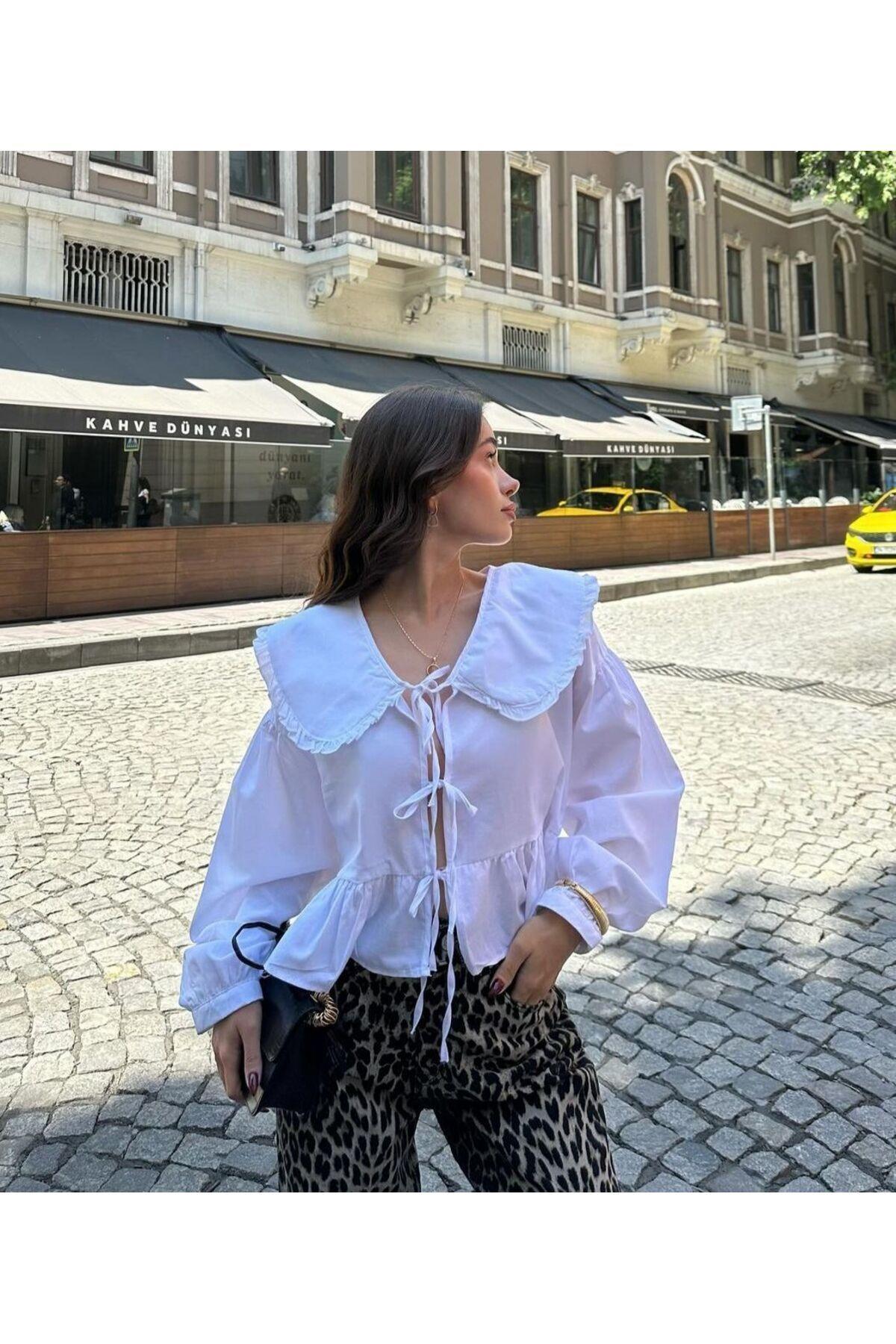 Bebe yaka beyaz gömlek