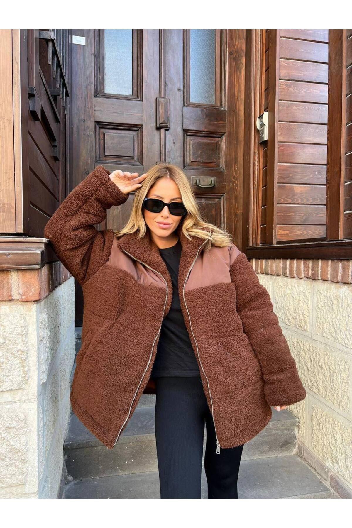 Oversize North Model Kıvırcık Dolumlu Mont
