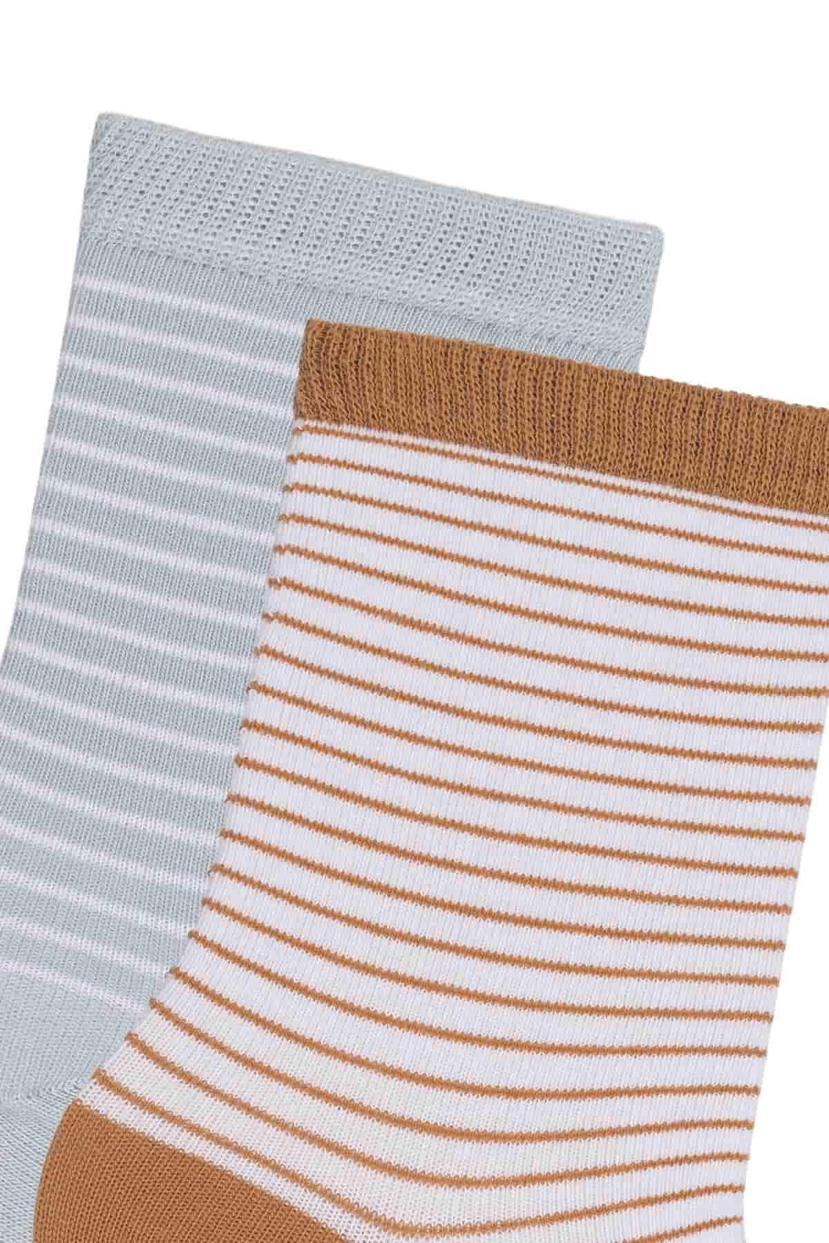 Erkek Çocuk 2'li Paket Soft Renkli Çizgili Çorap