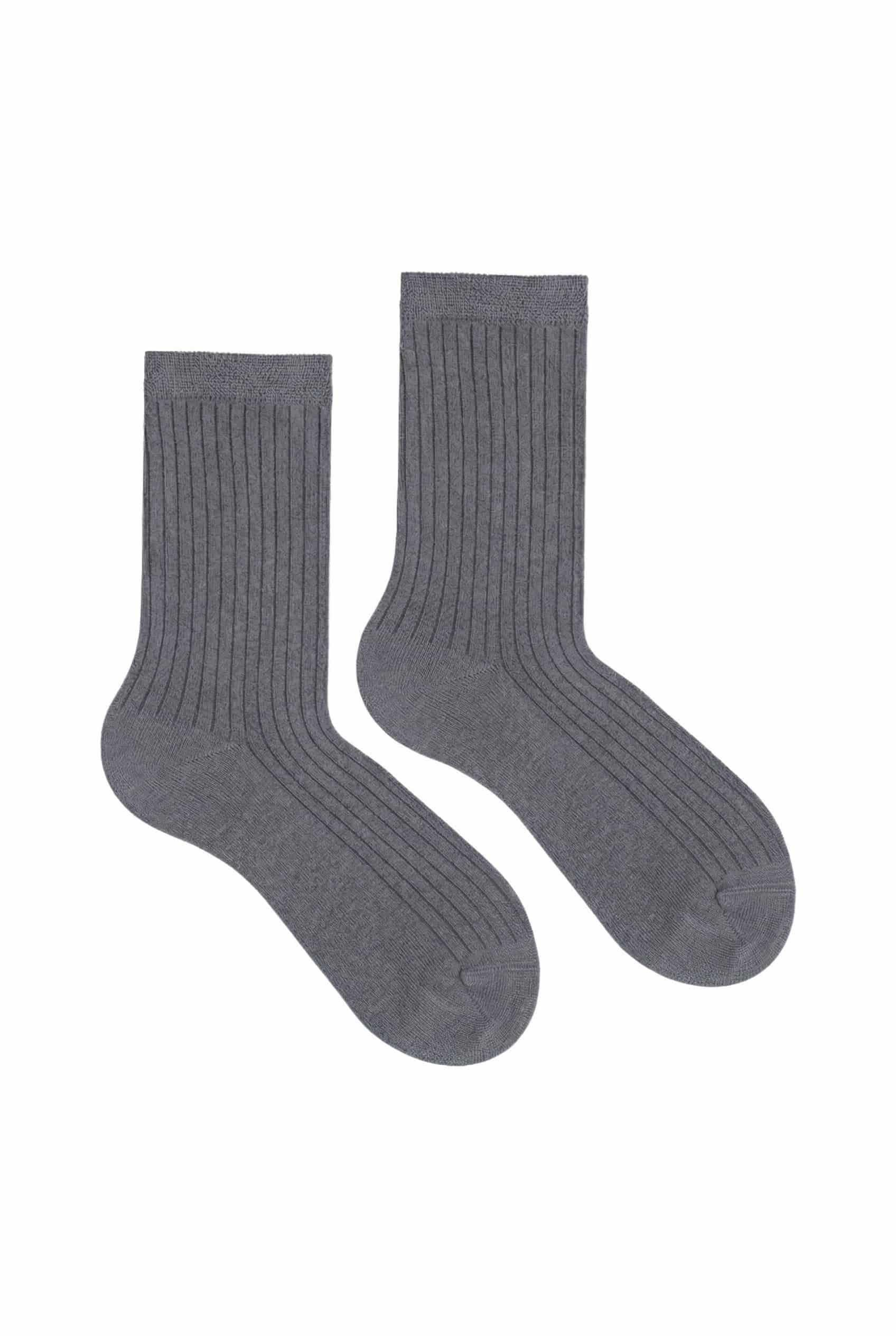 Kadın Derbili Gri Basic Çorap