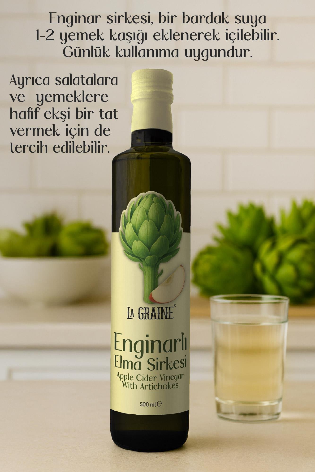 La Graine ENGİNARLI ELMA SİRKESİ 500 ML