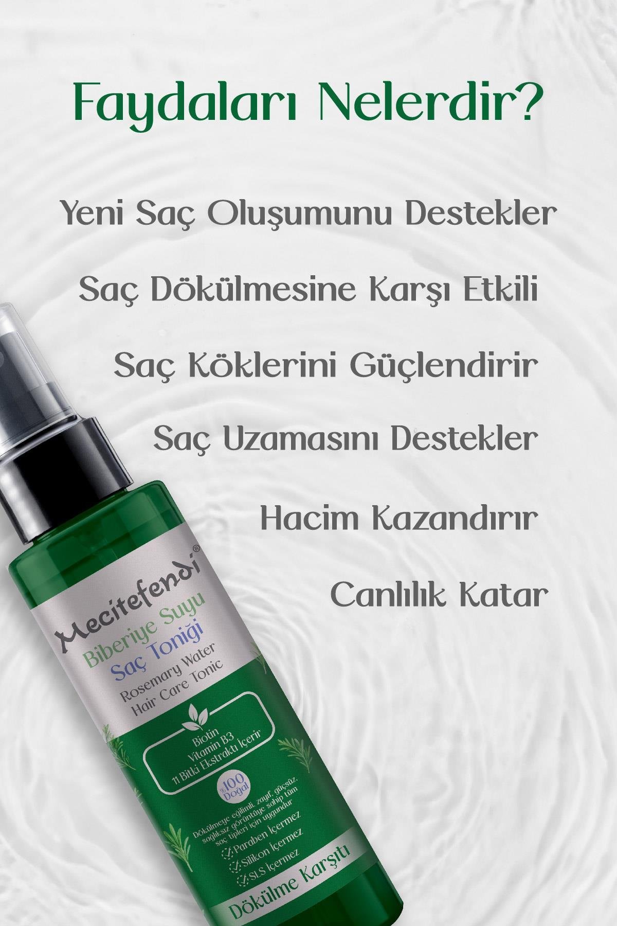Mecitefendi Biberiye Suyu Saç Toniği ( 11 Bitki Ekstraklı ) 150 Ml