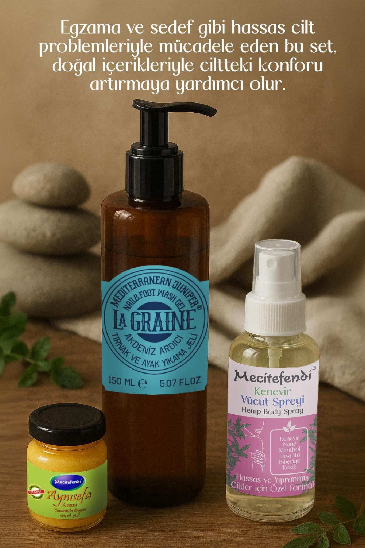 Mecitefendi Lagraine Akdeniz Ardıcı  Tırnak ve Ayak Yıkama Jeli 150 ml + Kenevir Vücut Spreyi 50 ml + Aynı Sefa