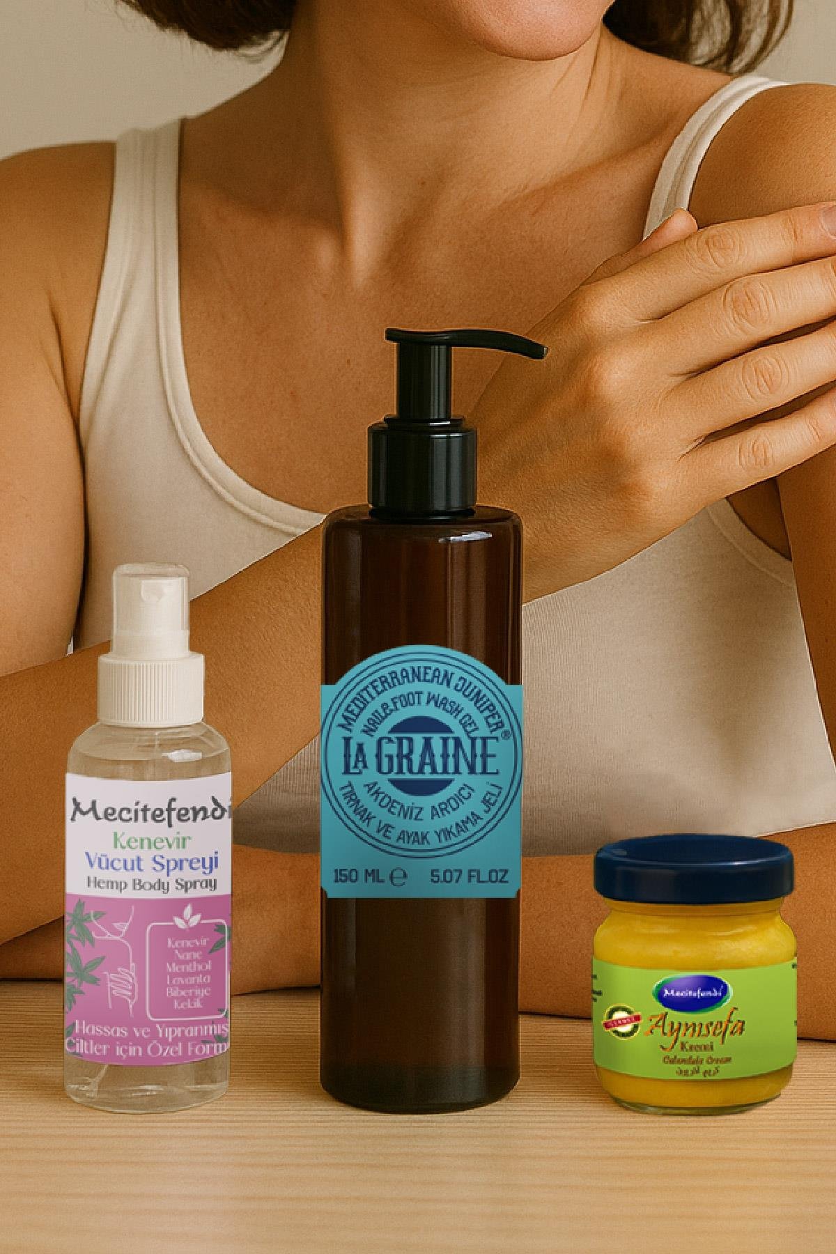 Mecitefendi Lagraine Akdeniz Ardıcı  Tırnak ve Ayak Yıkama Jeli 150 ml + Kenevir Vücut Spreyi 50 ml + Aynı Sefa