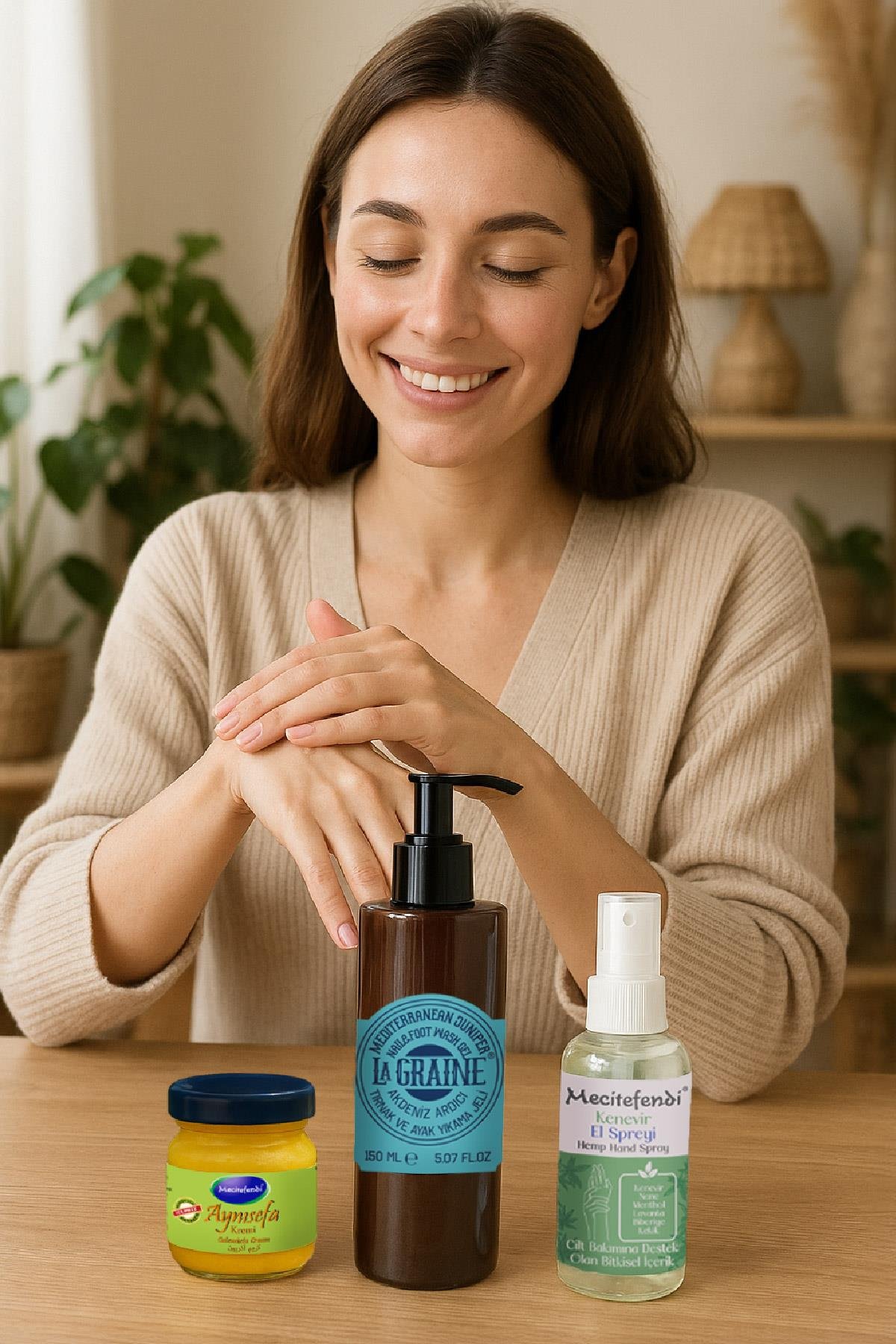 Mecitefendi Lagraine Akdeniz Ardıcı Tırnak ve Ayak Yıkama Jeli 150 ml + Kenevir El Spreyi 50 ml + Aynı Sefa Krem