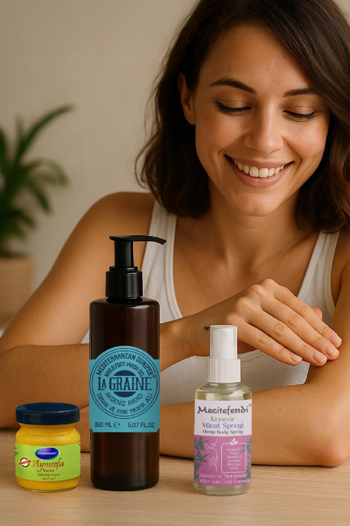 Mecitefendi Lagraine Akdeniz Ardıcı  Tırnak ve Ayak Yıkama Jeli 150 ml + Kenevir Vücut Spreyi 50 ml + Aynı Sefa