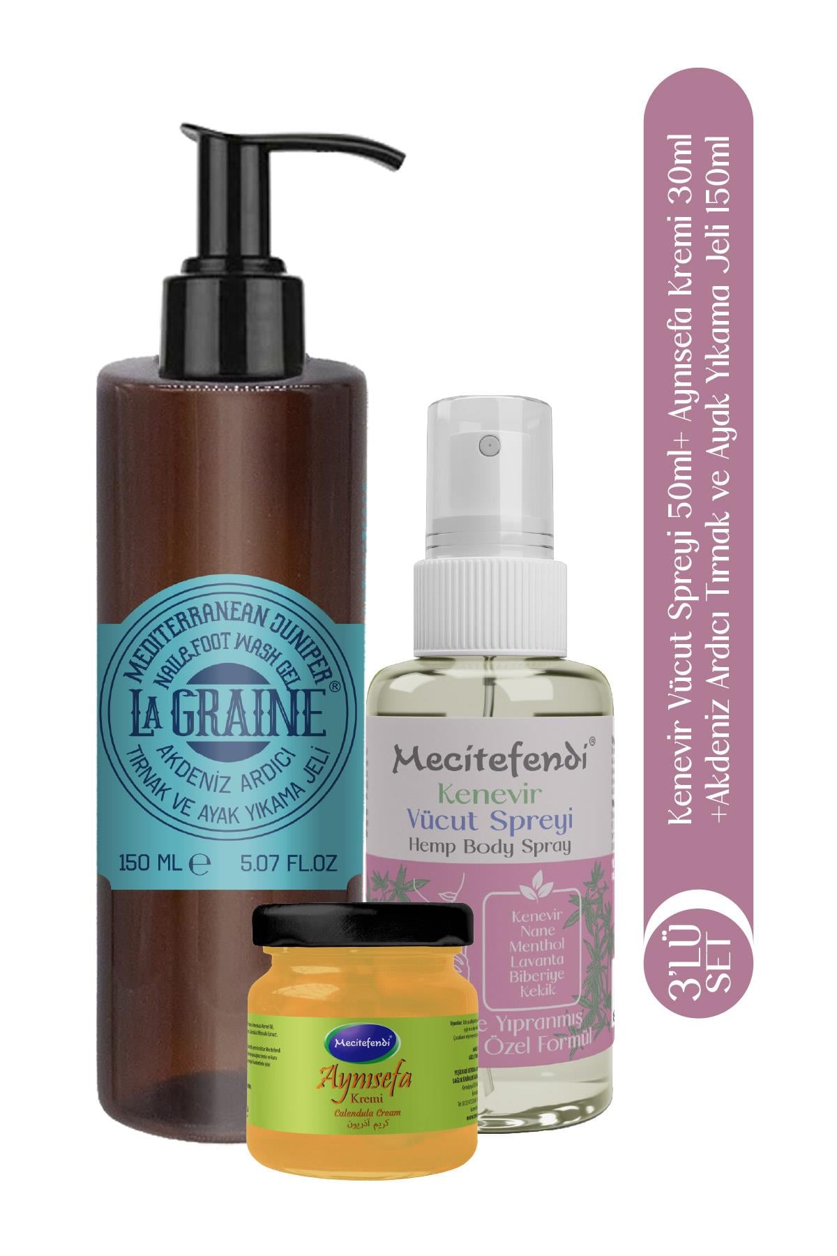 Mecitefendi Lagraine Akdeniz Ardıcı  Tırnak ve Ayak Yıkama Jeli 150 ml + Kenevir Vücut Spreyi 50 ml + Aynı Sefa