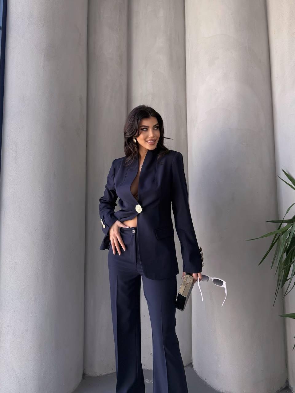  Lacivert Gold Düğmeli Ceket Pantolon Blazer Takım