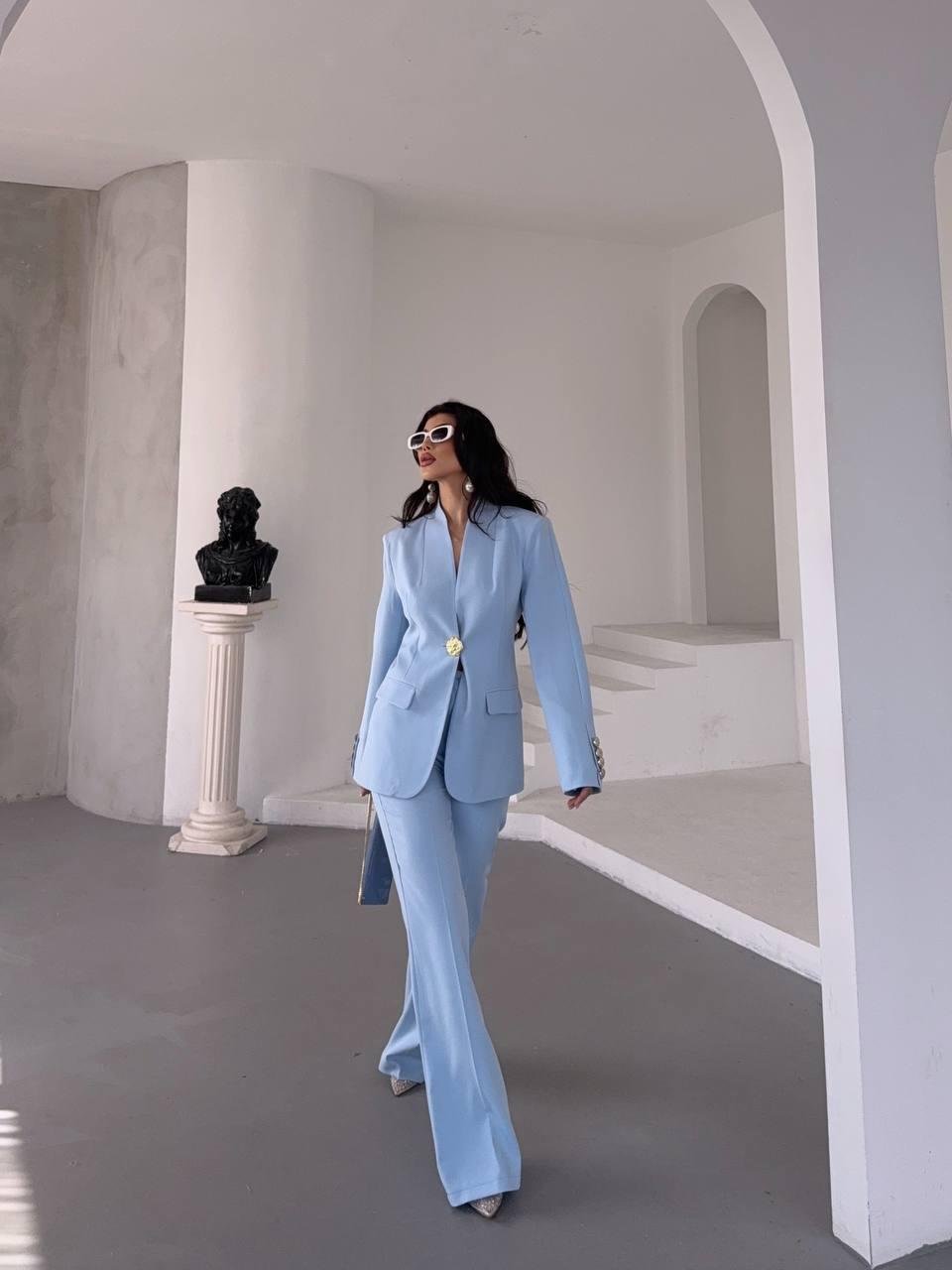  Mavi Gold Düğmeli Ceket Pantolon Blazer Takım