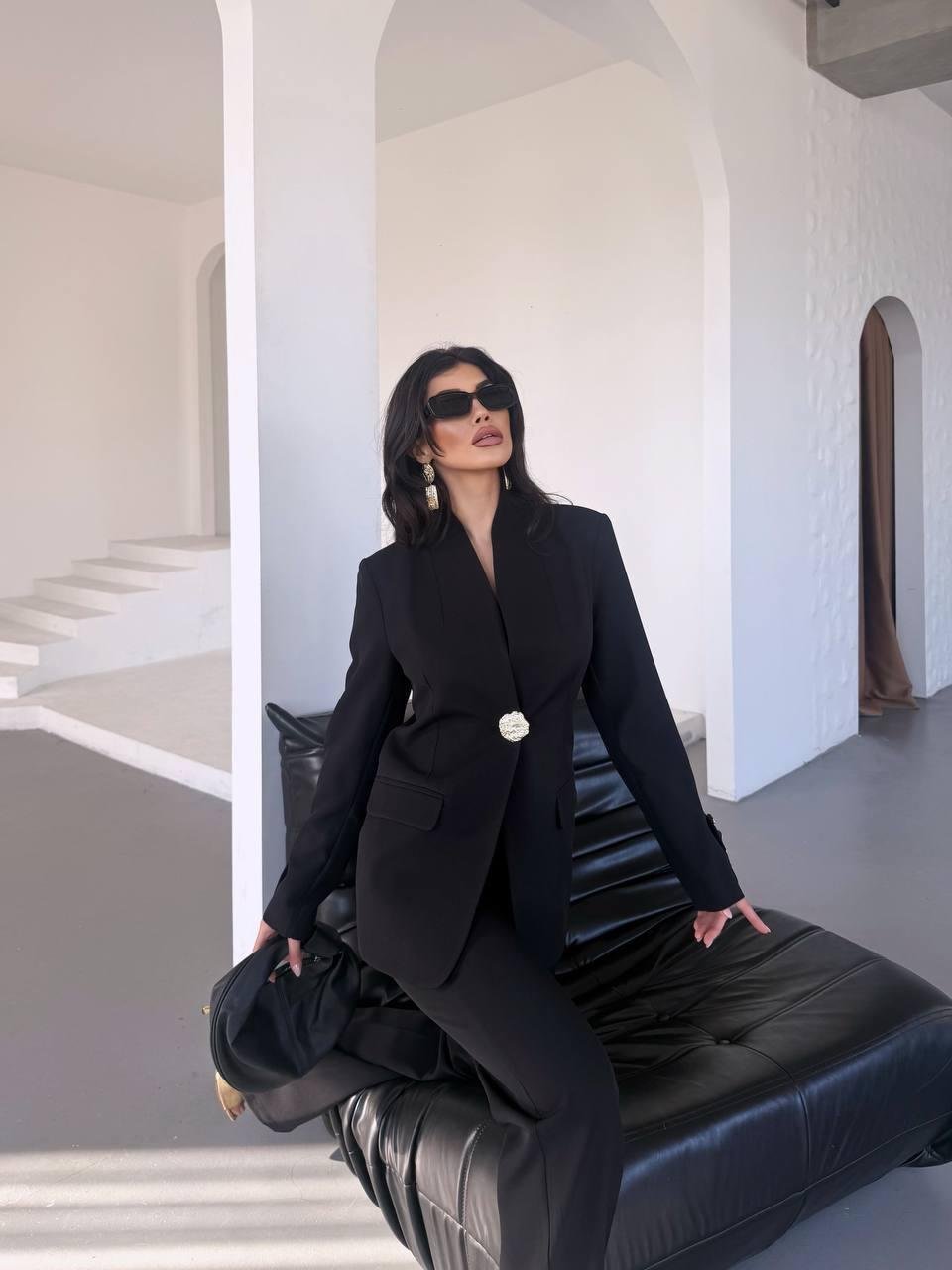  Siyah Gold Düğmeli Ceket Pantolon Blazer Takım
