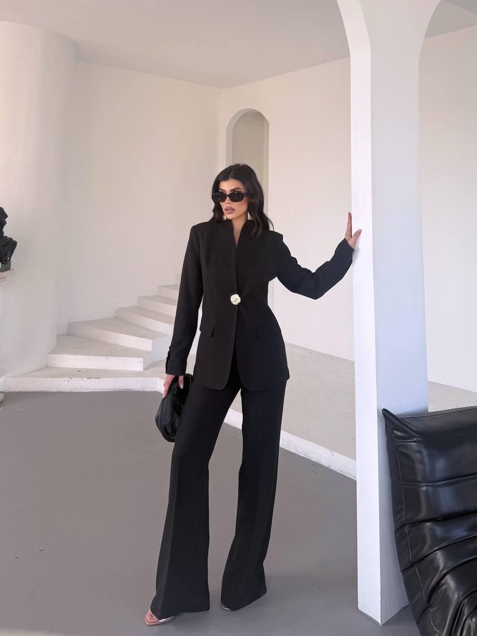  Siyah Gold Düğmeli Ceket Pantolon Blazer Takım