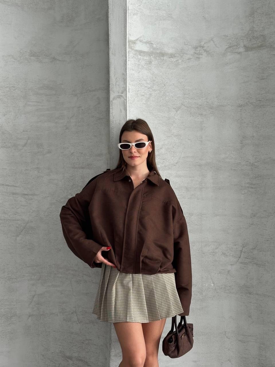 Acı Kahve Bomber Oversize Süet Ceket