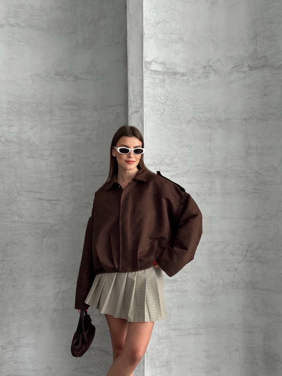 Acı Kahve Bomber Oversize Süet Ceket
