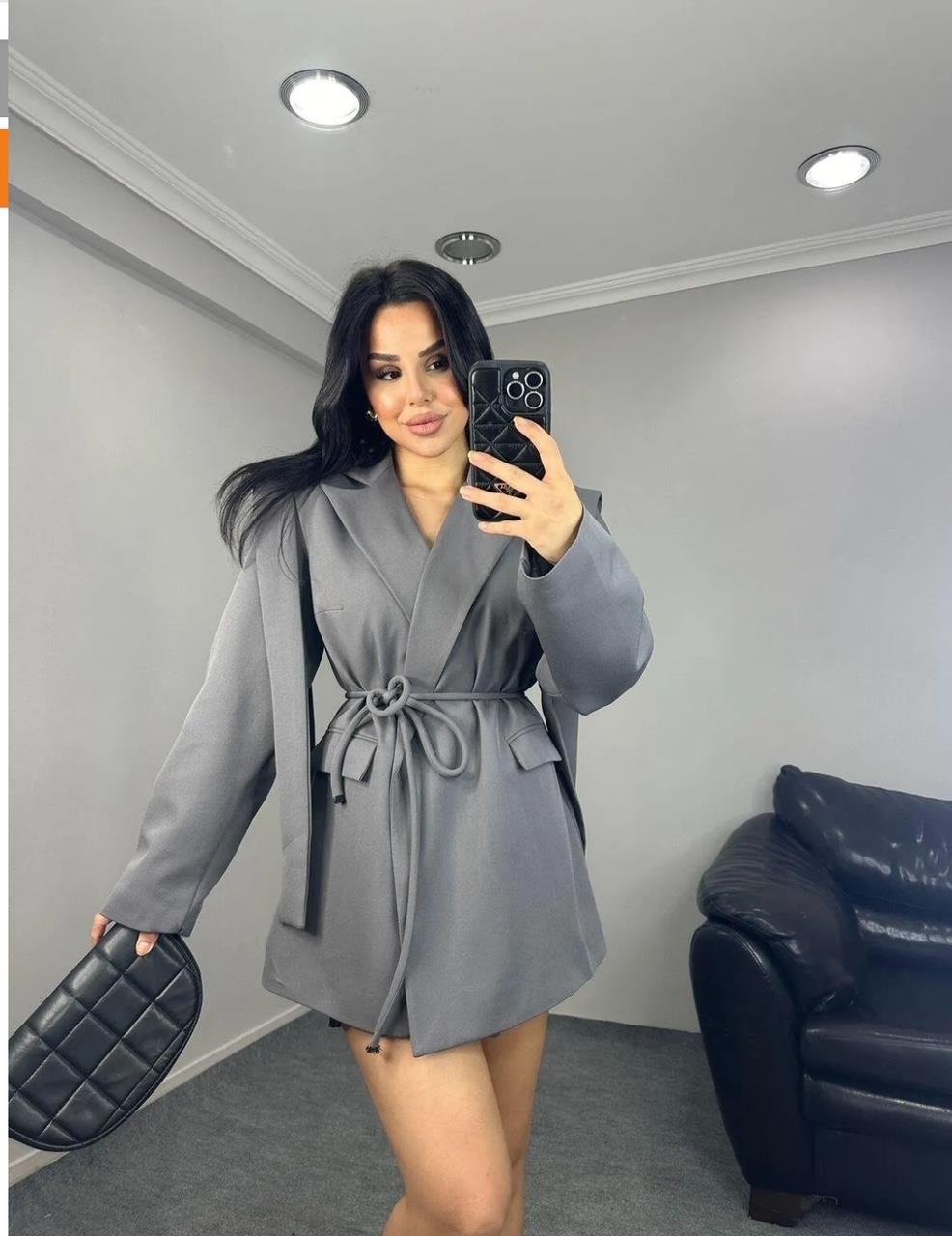 Antrasit Bağlamalı Blazer Ceket