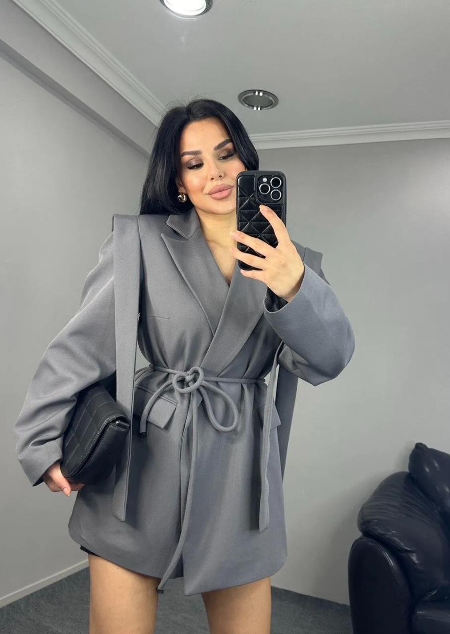 Antrasit Bağlamalı Blazer Ceket