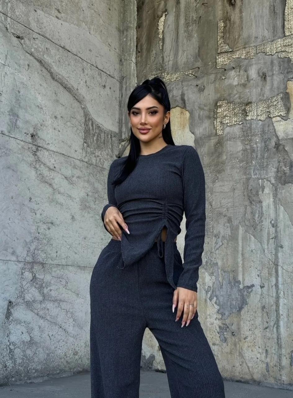 Antrasit Bisiklet Yaka Bürümcük Takım