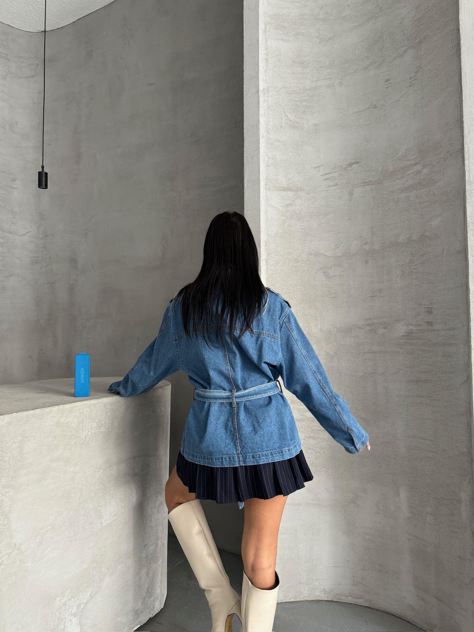 Bağlamalı Oversize Denim Ceket