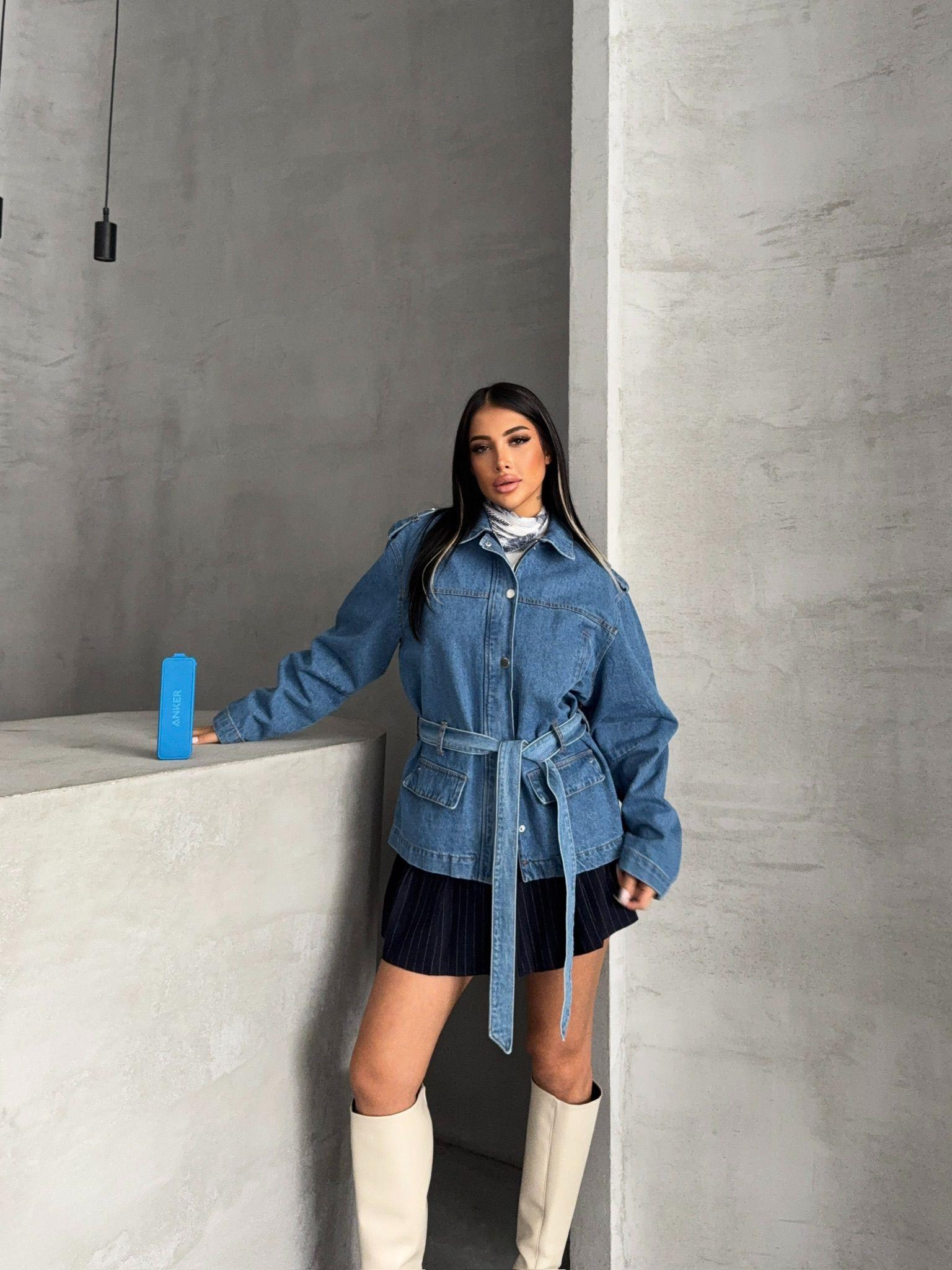 Bağlamalı Oversize Denim Ceket