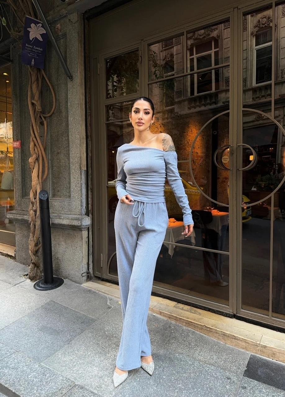 Bebe Mavi Kayık Yaka Bürümcük Takım