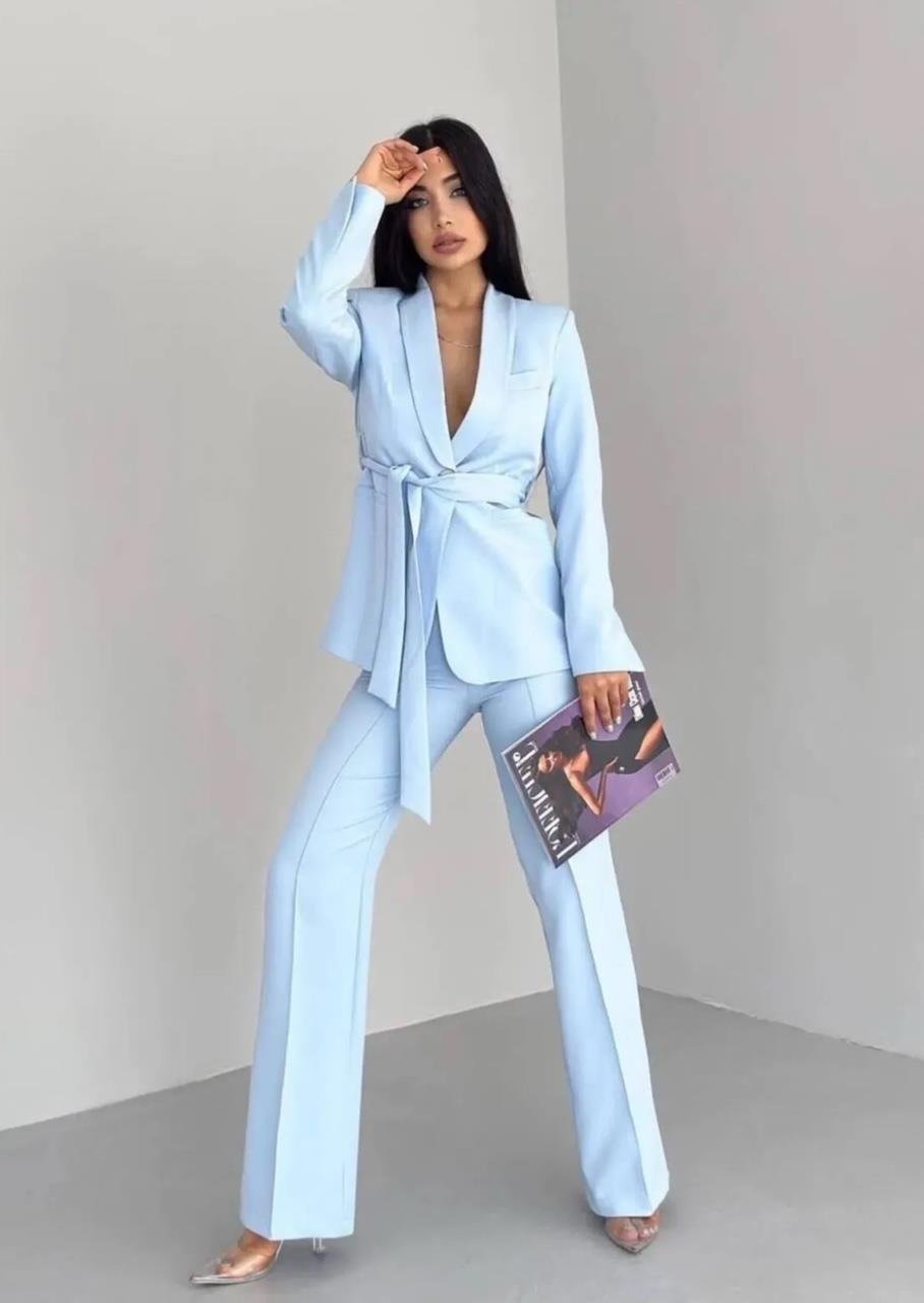 Bebe Mavi Kuşaklı Blazer Takım