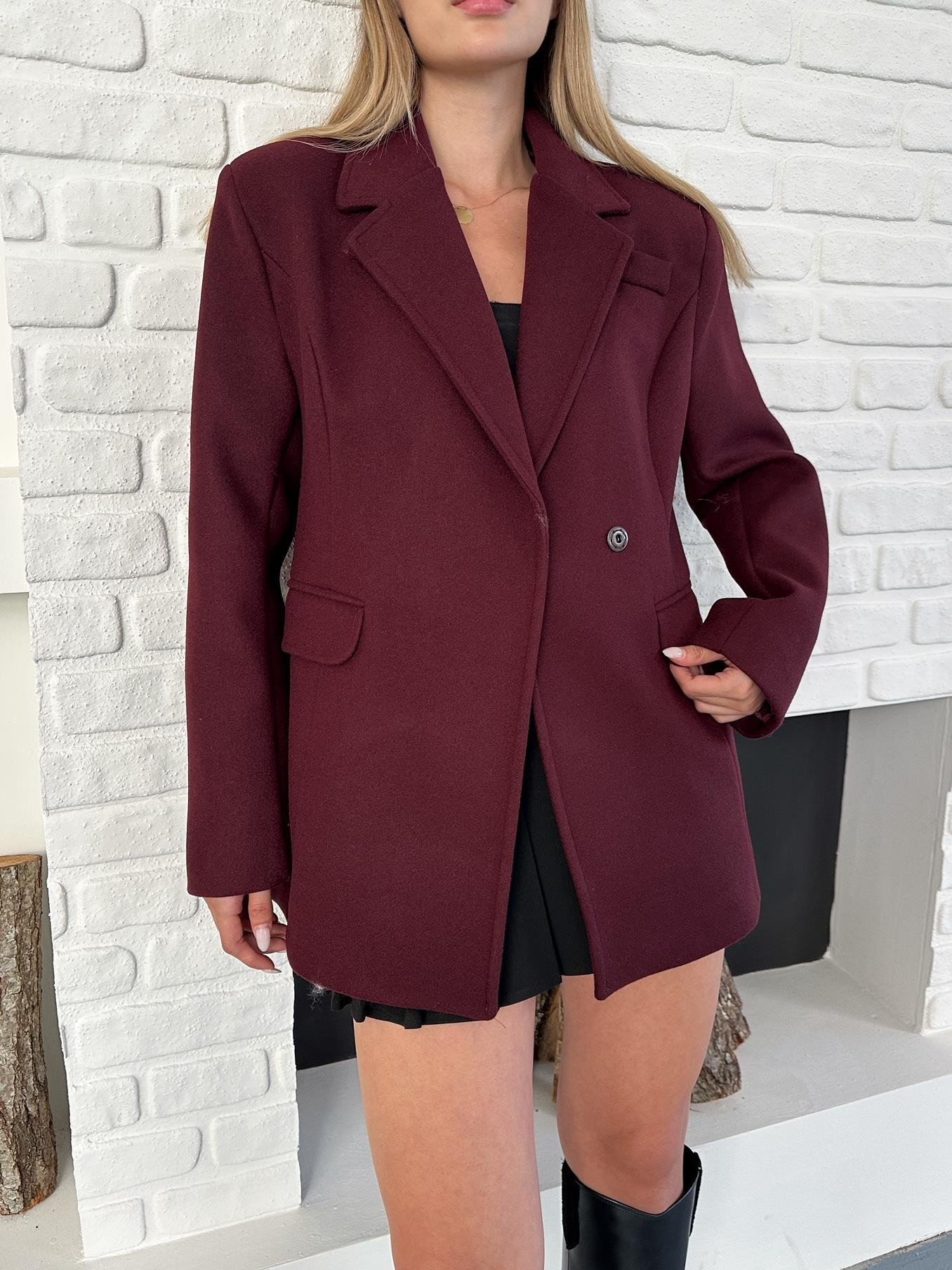 Bordo Kaşe Çıtçıtlı Blazer Ceket