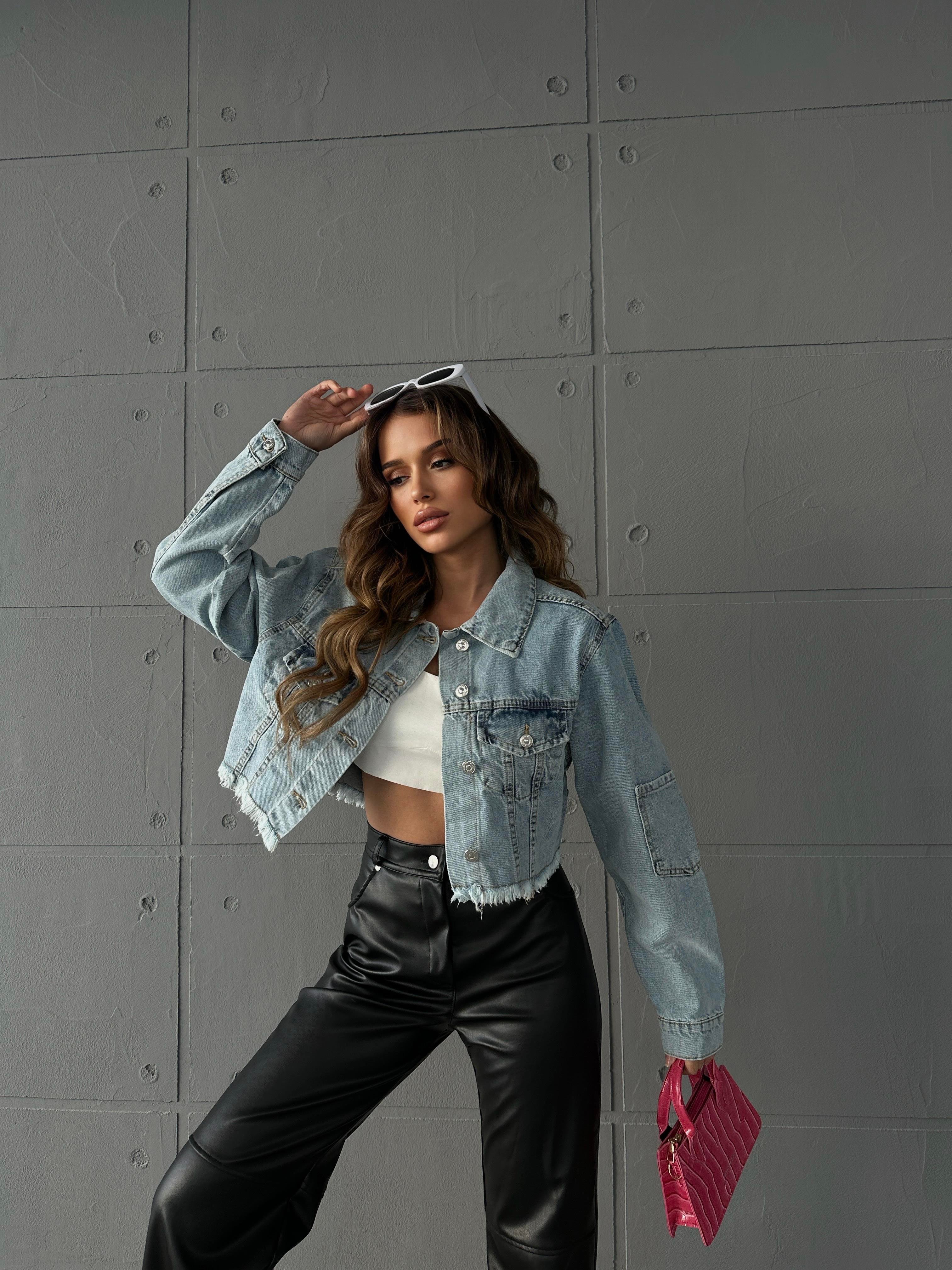 Cepli Crop Denim Kot Ceket