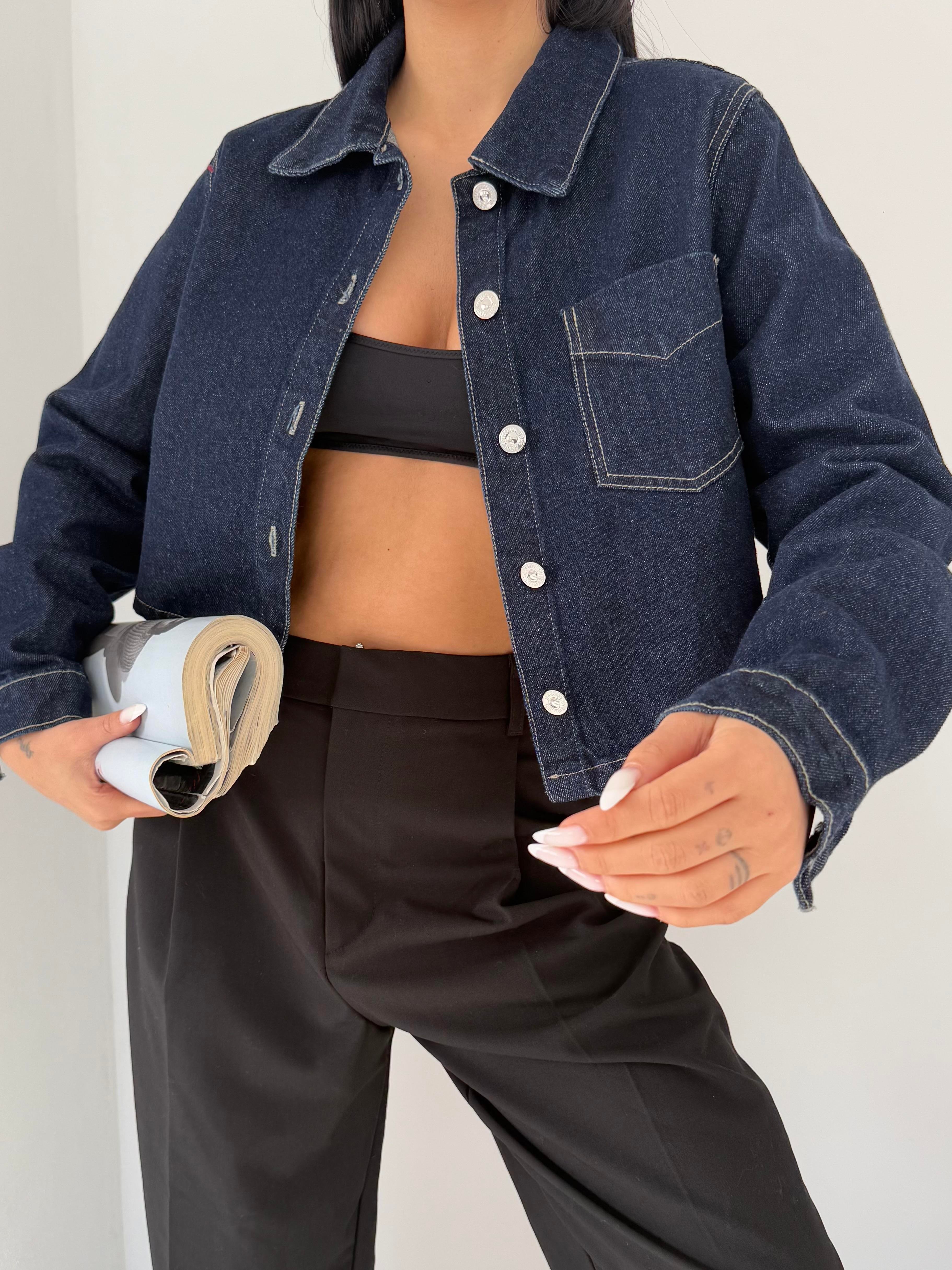 Crop Denim Gömlek Tasarım Kot Ceket