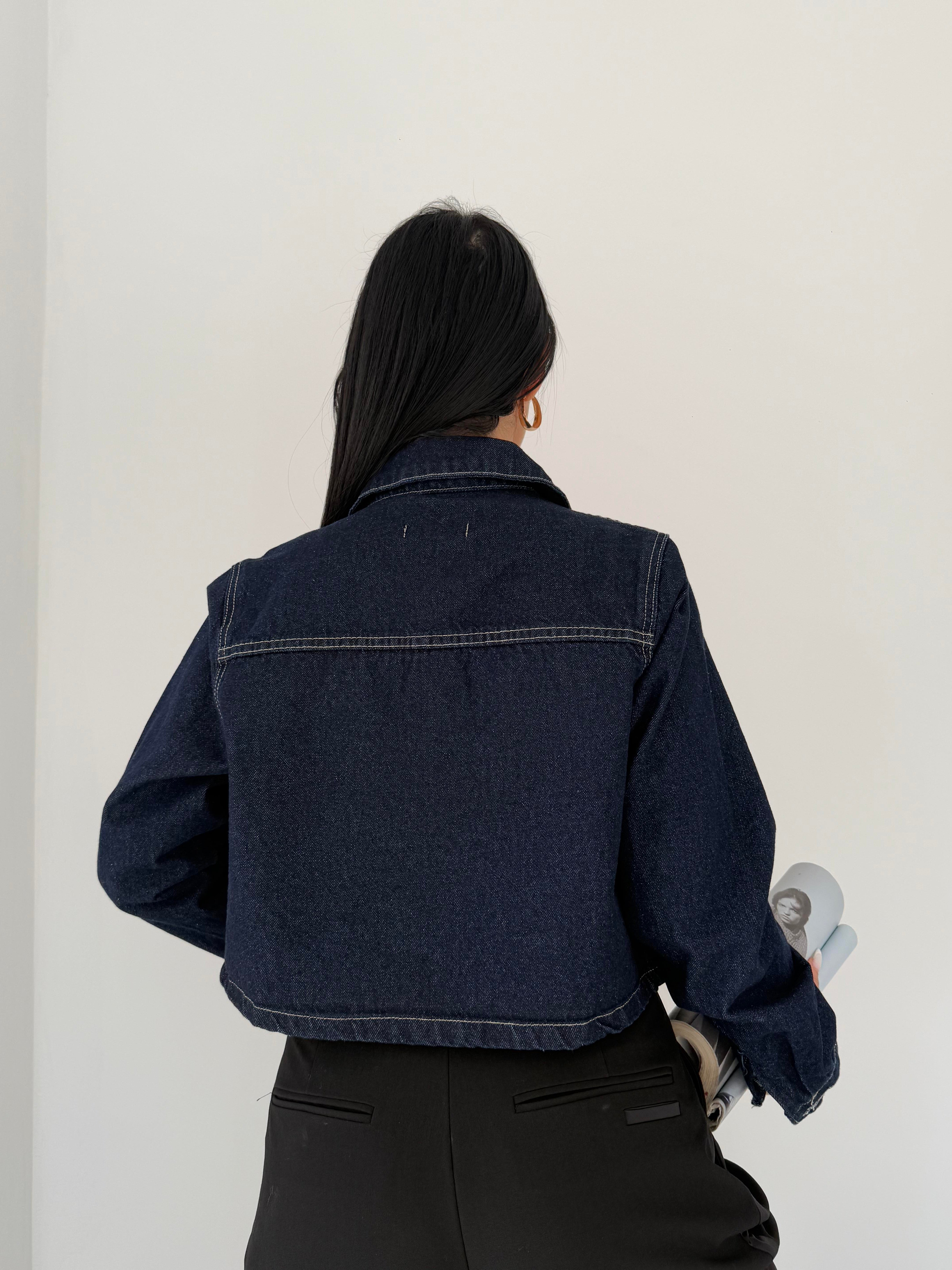 Crop Denim Gömlek Tasarım Kot Ceket
