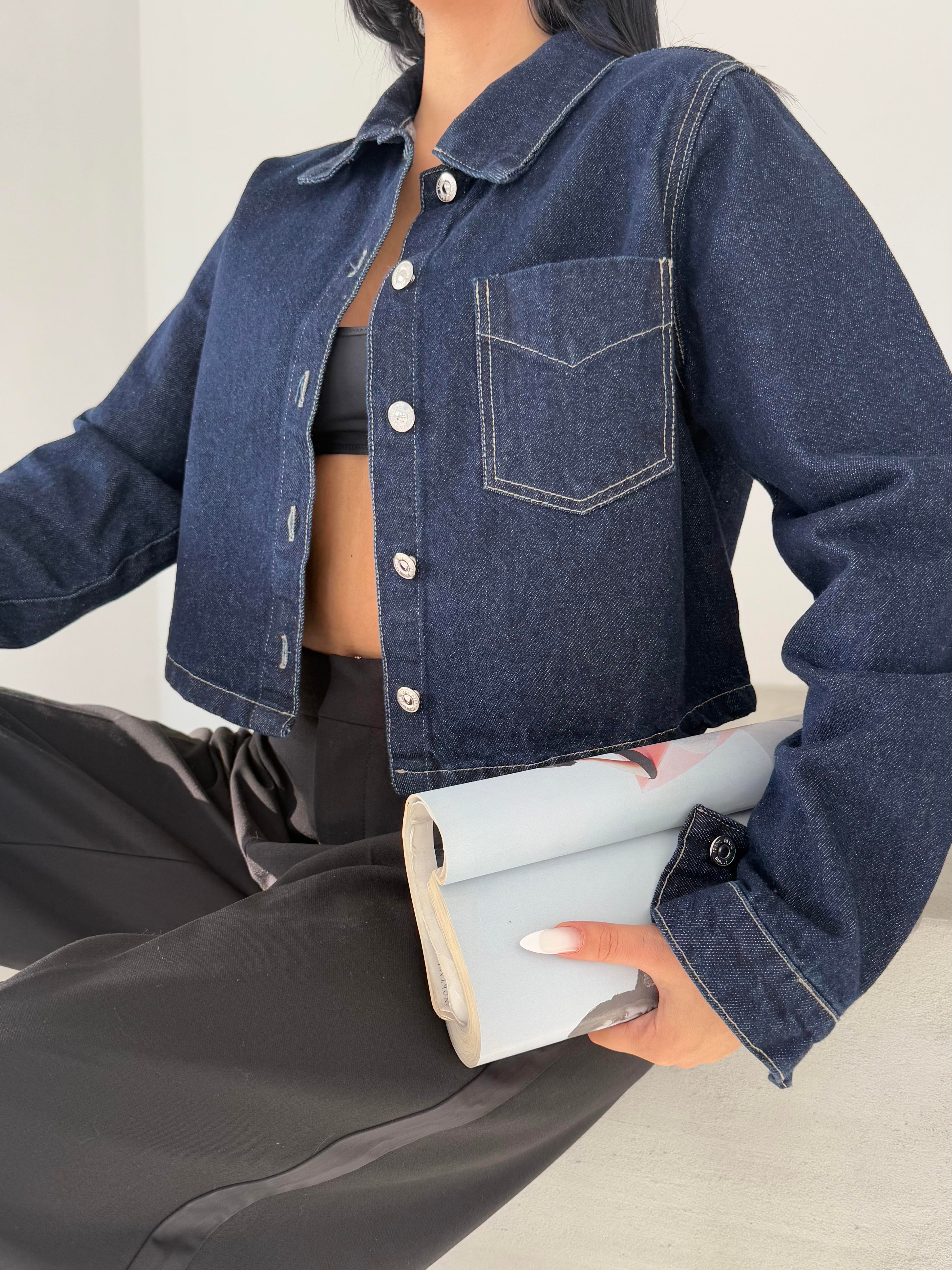 Crop Denim Gömlek Tasarım Kot Ceket