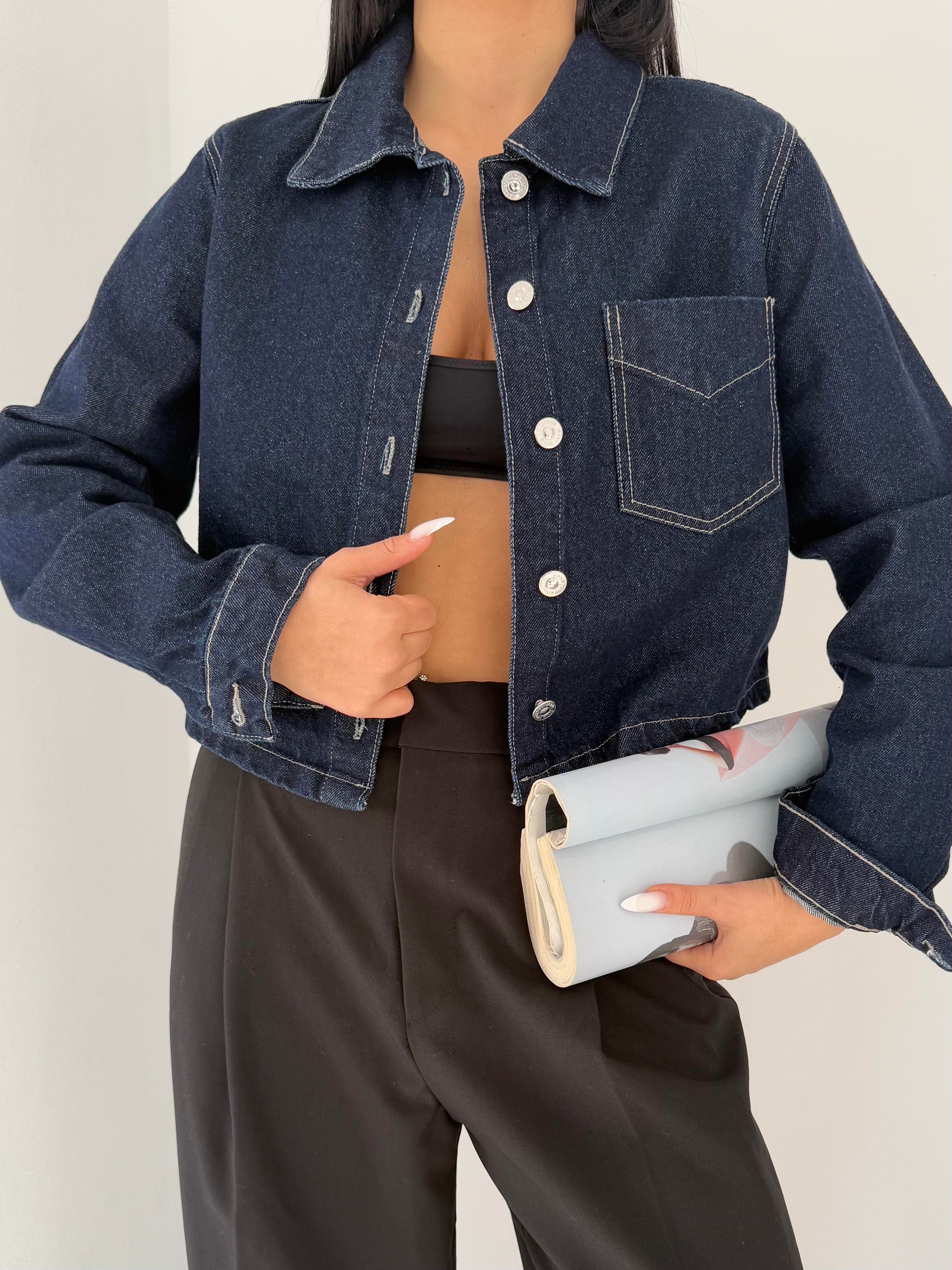 Crop Denim Gömlek Tasarım Kot Ceket