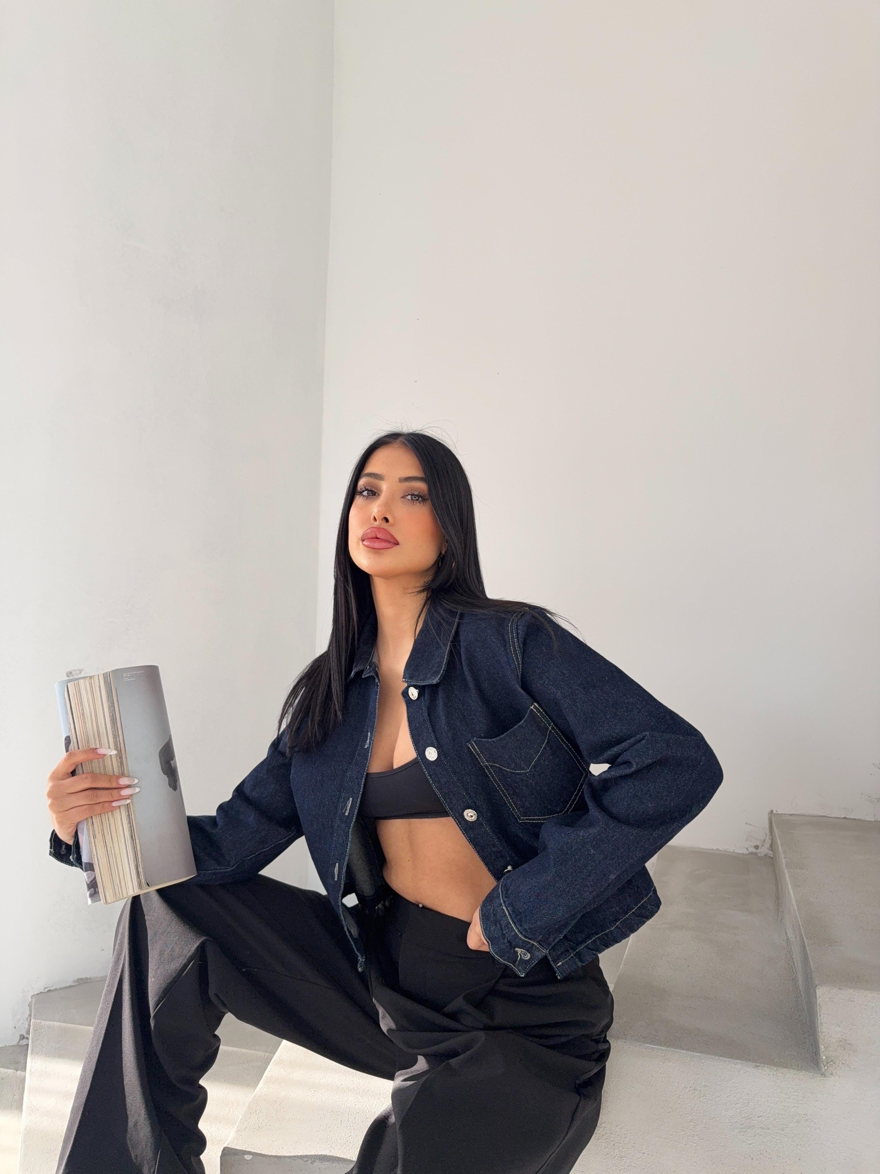 Crop Denim Gömlek Tasarım Kot Ceket