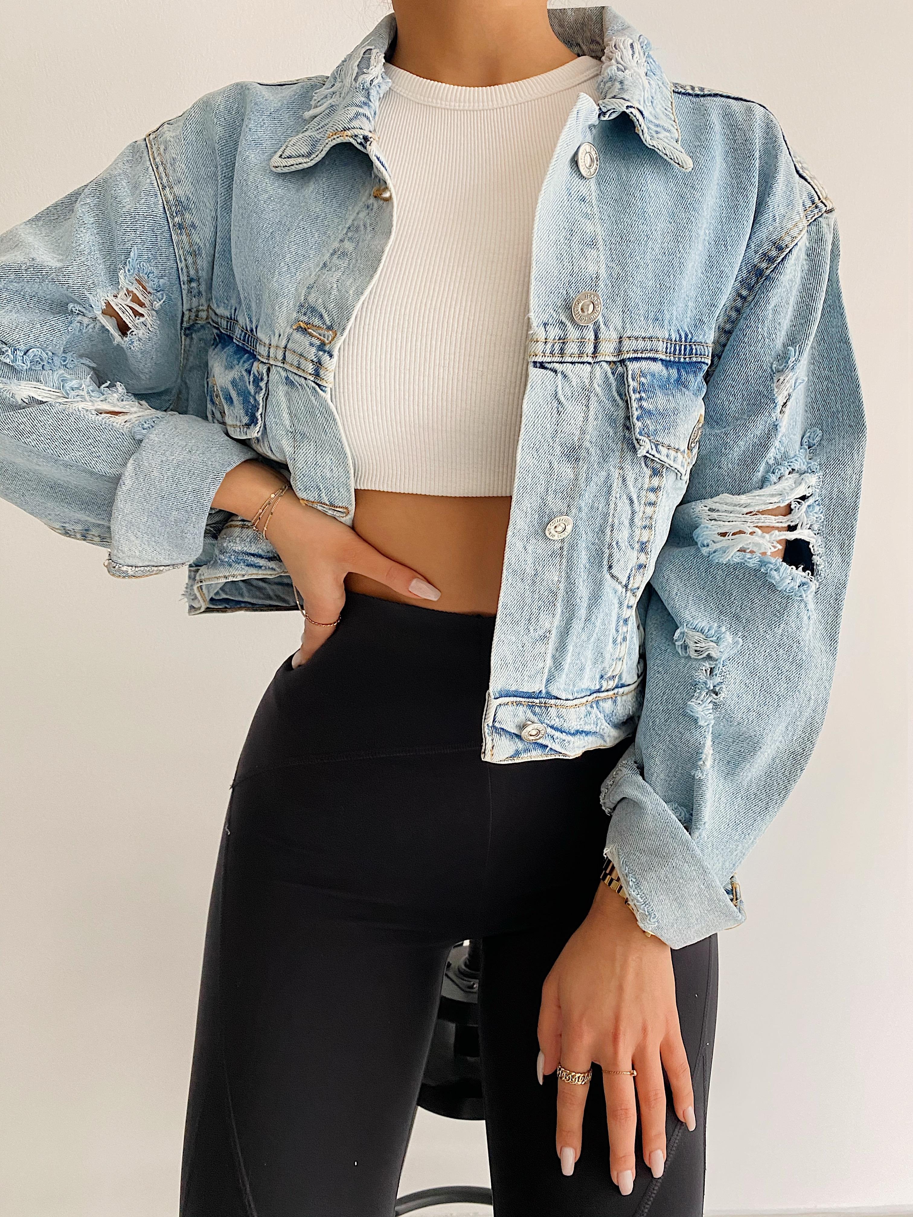 Crop Denim Kot Ceket