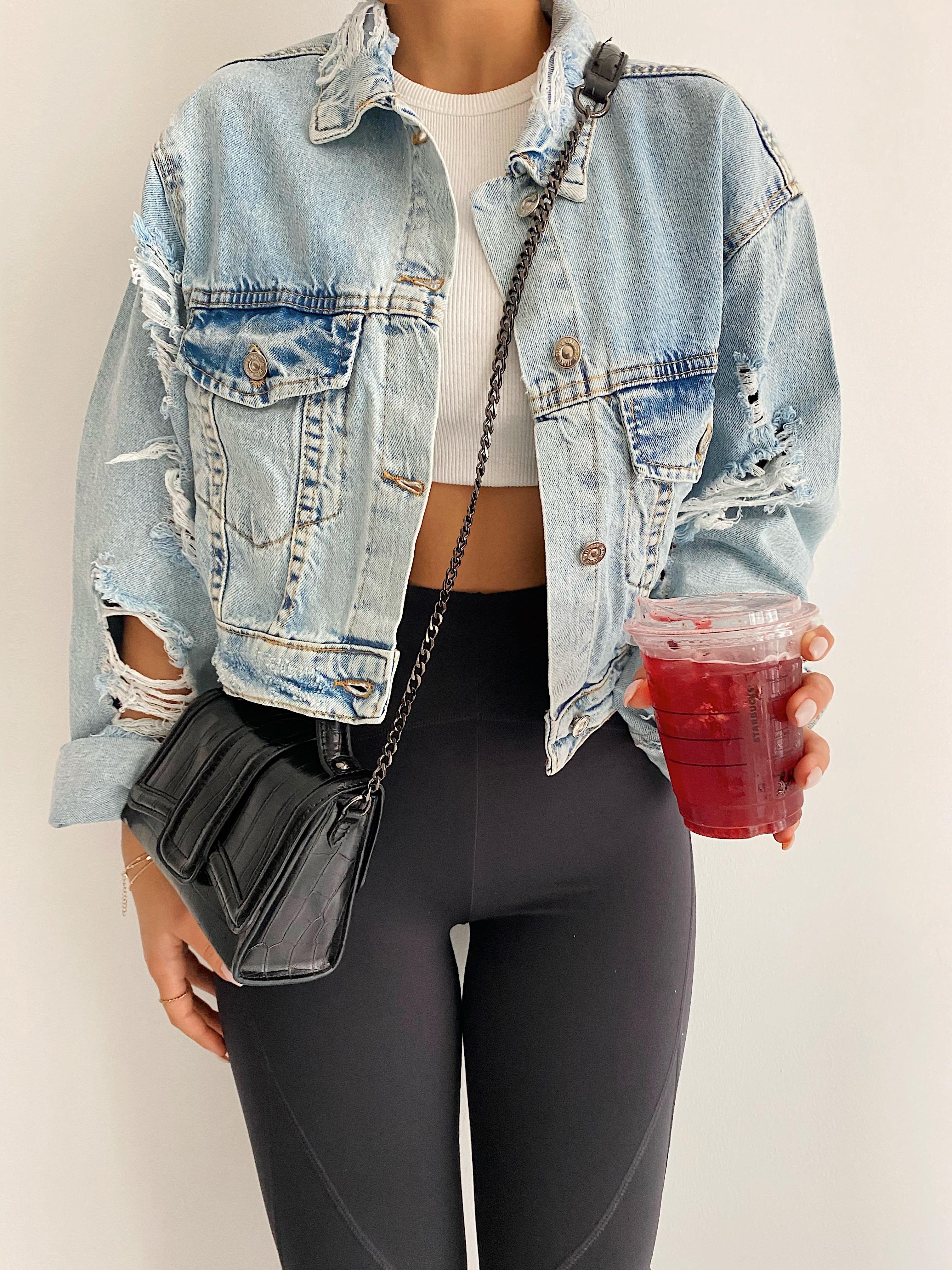Crop Denim Kot Ceket
