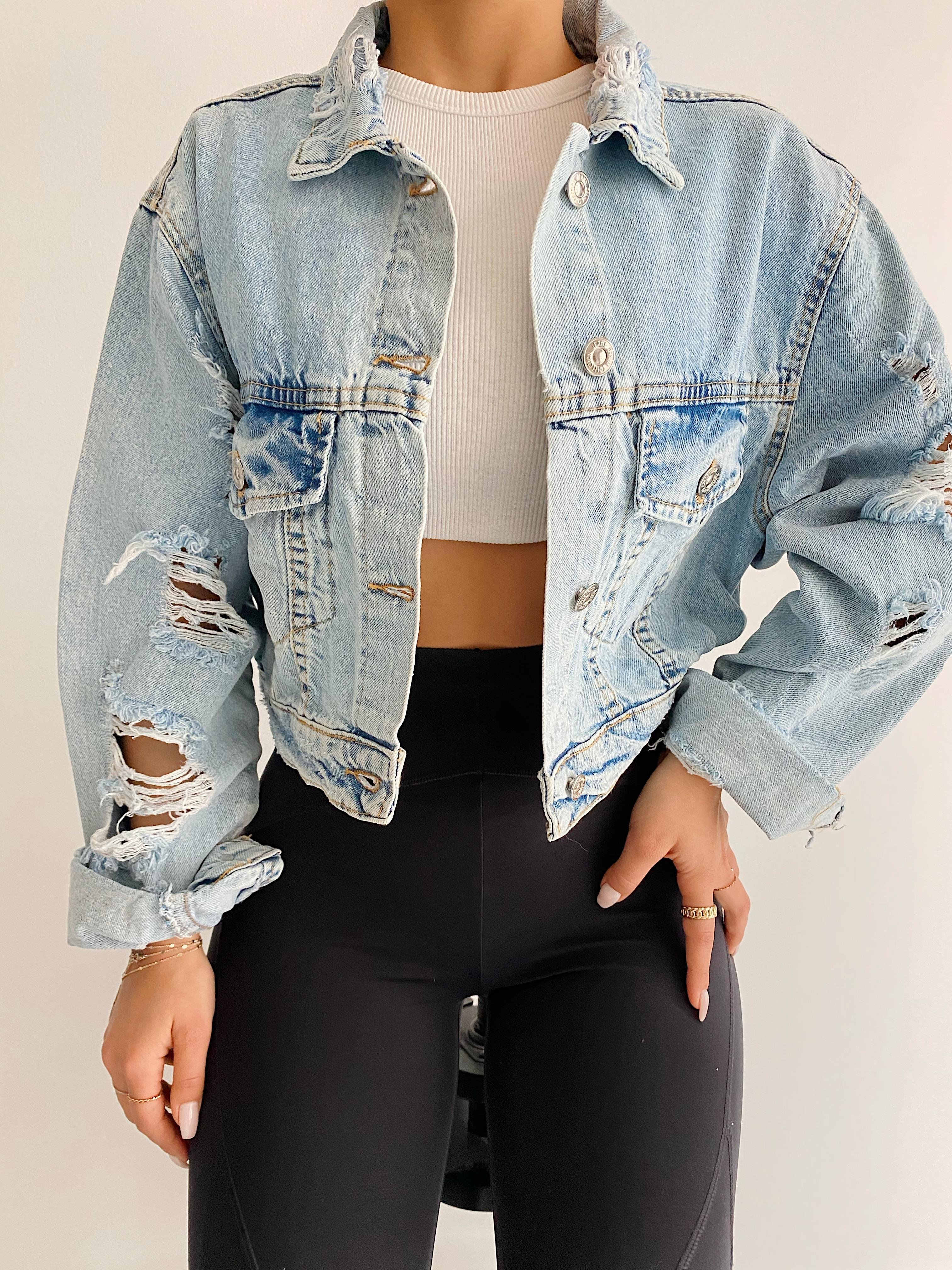 Crop Denim Kot Ceket