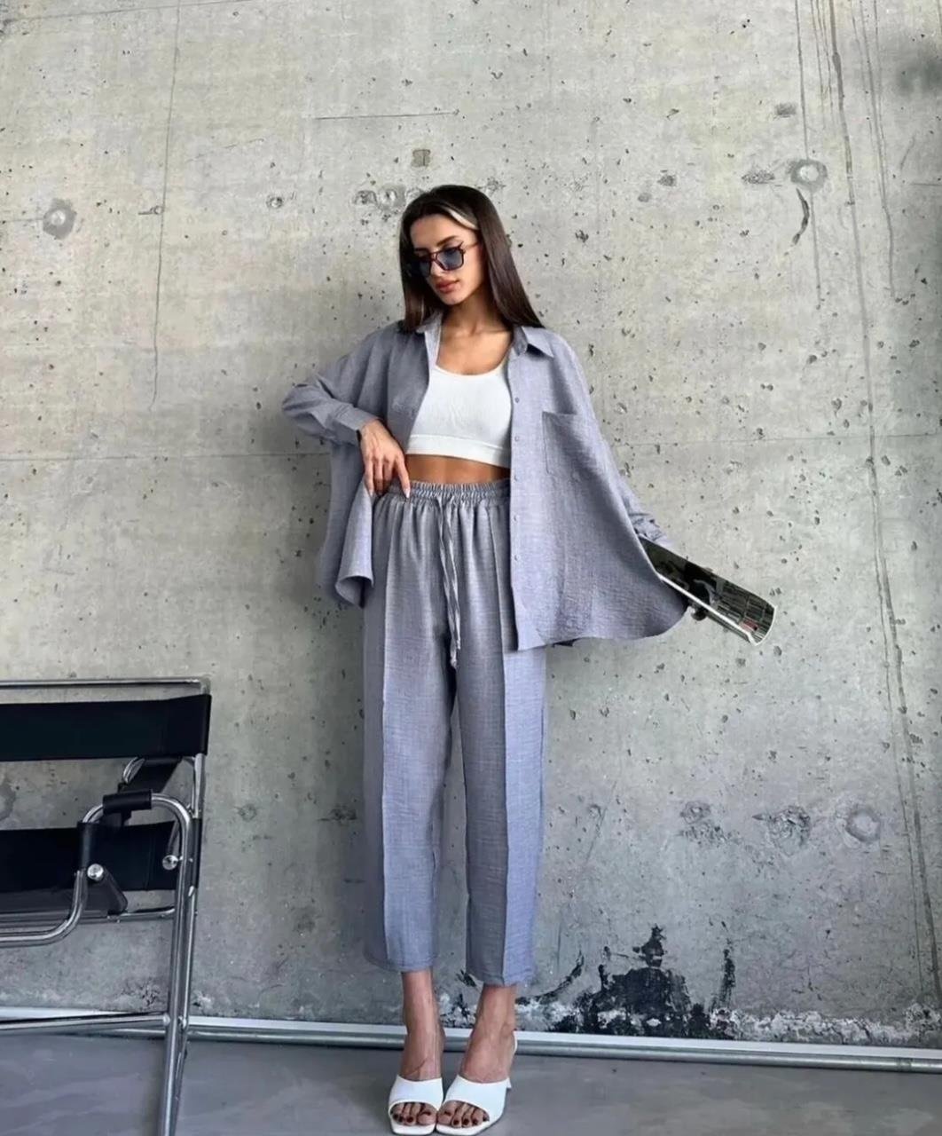 Gri Keten Takım