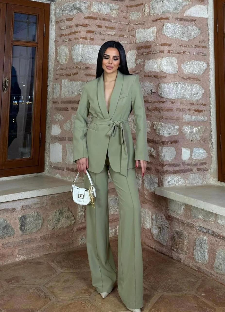Haki Kuşaklı Blazer Takım