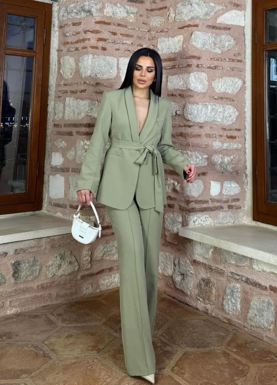 Haki Kuşaklı Blazer Takım