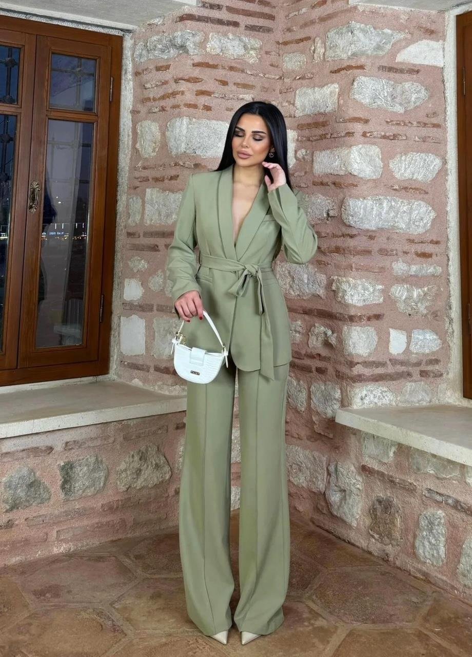 Haki Kuşaklı Blazer Takım