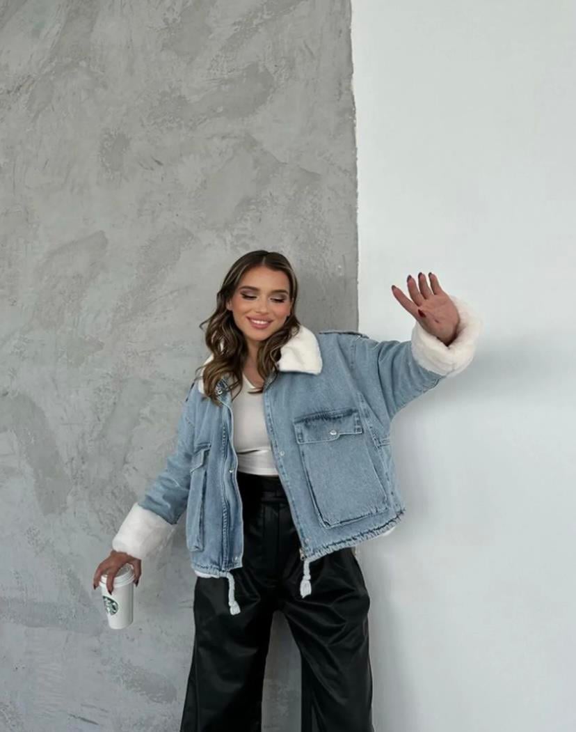 İçi Peluş Oversize Kot Mont