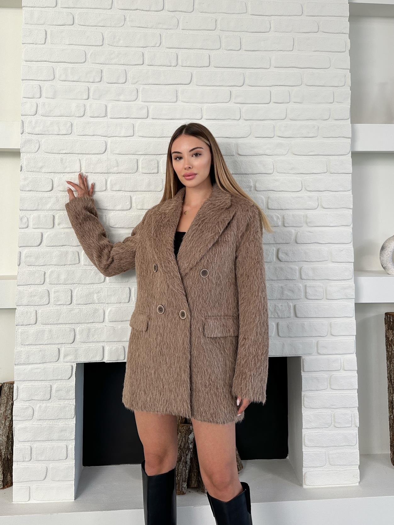 Kahverengi Oversize Kaşe Blazer Ceket