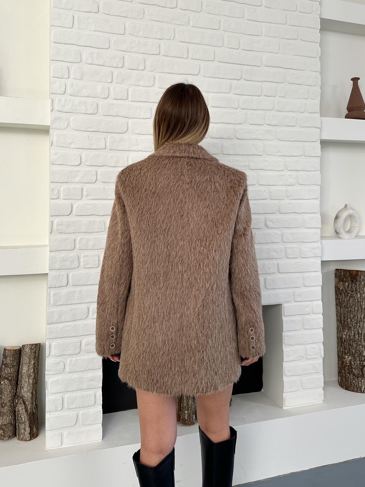Kahverengi Oversize Kaşe Blazer Ceket
